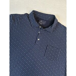 Peter Millar Men's XL Golf Polo Shirt Blue Short Sleeve Gold Ball And Tee Print